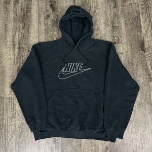 Vintage Y2K 2000s Nike Embroidered Swoosh Graphic Pullover Hoodie Black